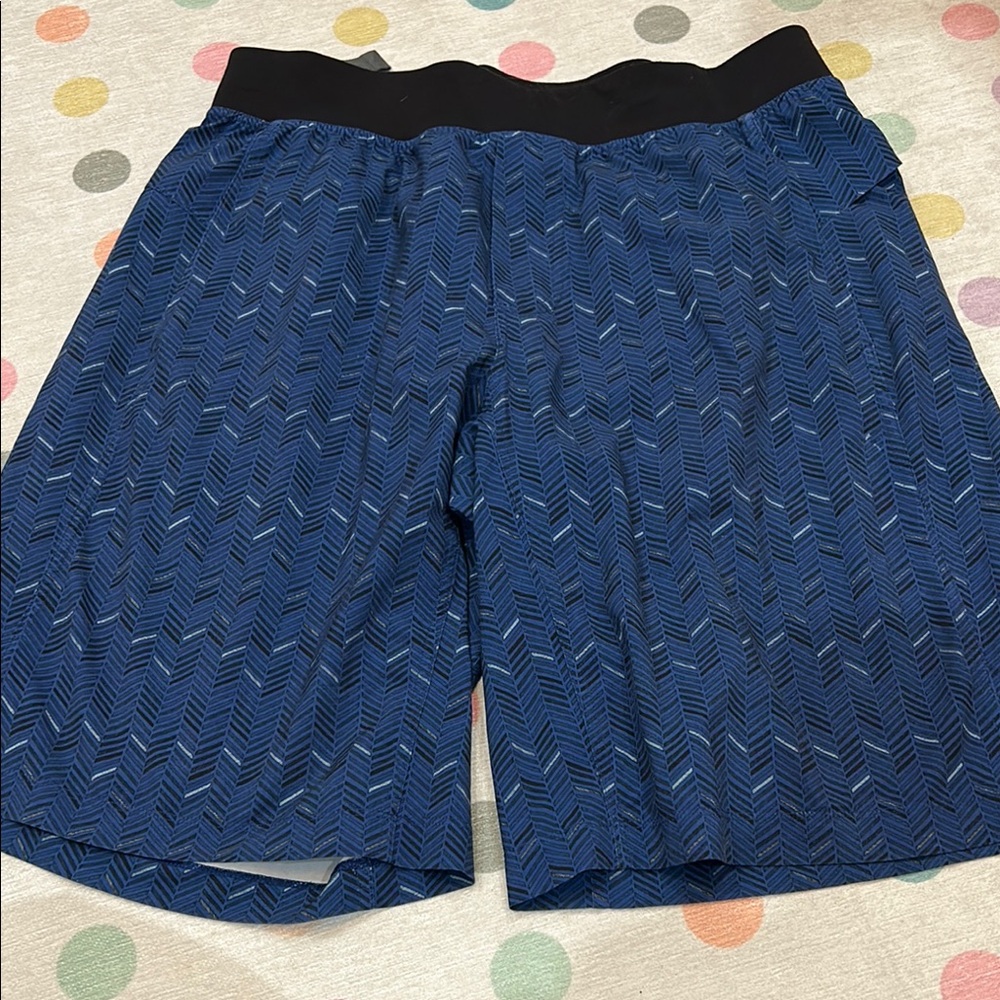 Blue Patterned Athletic Shorts